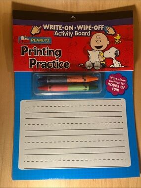 Peanuts Printing Practice Write-On Wipe-Off Activity Board - Red & Blue